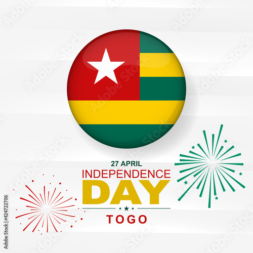 April 27th. Togo independence day. Togo flag. Card, banner, poster, background design. Vector illustration.