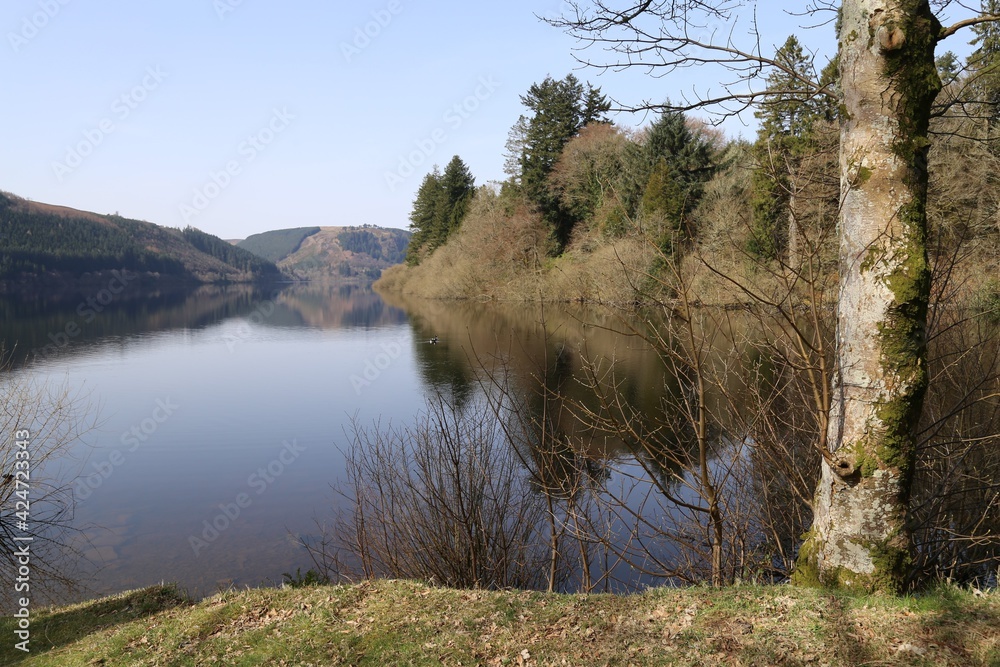 A view across the beautiful Lake Vyrnwy in Powys, Wales, UK.