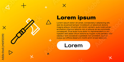 Line Native american tomahawk axe icon isolated on yellow background. Colorful outline concept. Vector Illustration