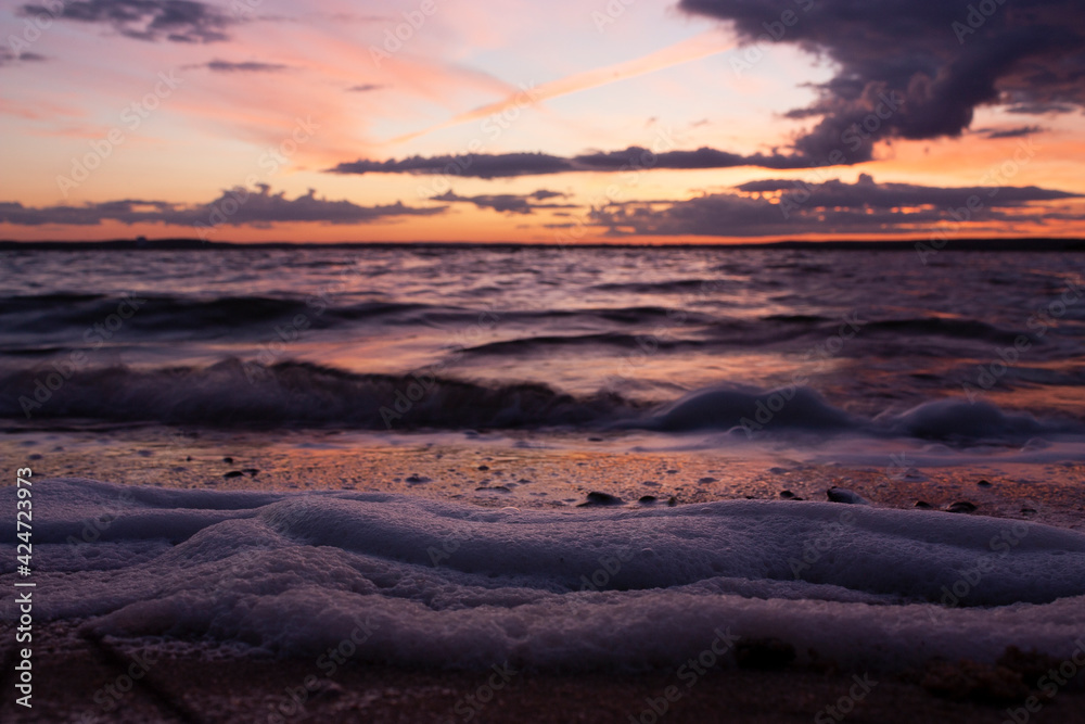 Horizontal seascape photography of a moody cold twilight at stormy evening on the sea Horizontal seascape photography of a moody cold twilight at stormy evening on the sea