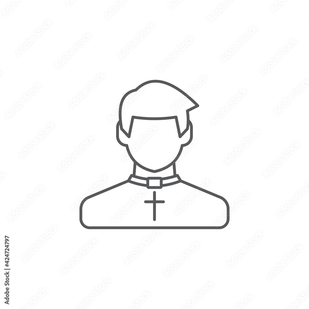 Catholic Priest Vector Icon. Pastor wearing priestly robes.
