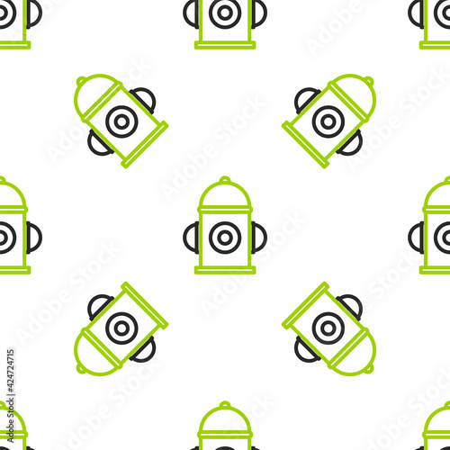 Line Fire hydrant icon isolated seamless pattern on white background. Vector Illustration