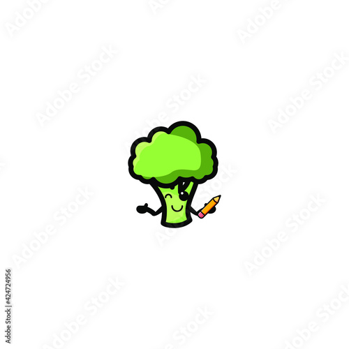 Cute Brocoli Mascot Vector Illustration Design. Epas 10. Recomended For Children Book.