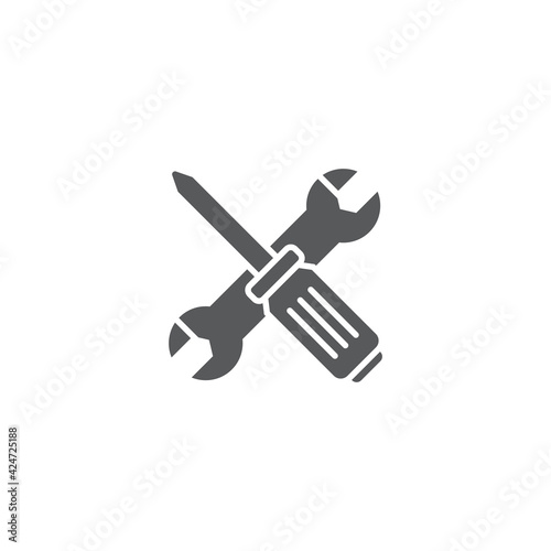 Screwdriver and wrench tools icon isolated background. Service tool symbol. Vector Illustration