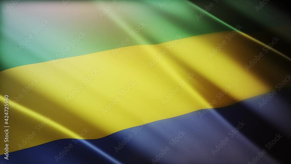 4k Gabon National flag slow waving with visible wrinkles in wind blue sky seamless loop background.A fully digital rendering;animation loops at 40 seconds;smooth texture. 4k Gabon National flag slow waving with visible wrinkles in wind blue sky seamless loop background.A fully digital rendering;animation loops at 40 seconds;smooth texture.
