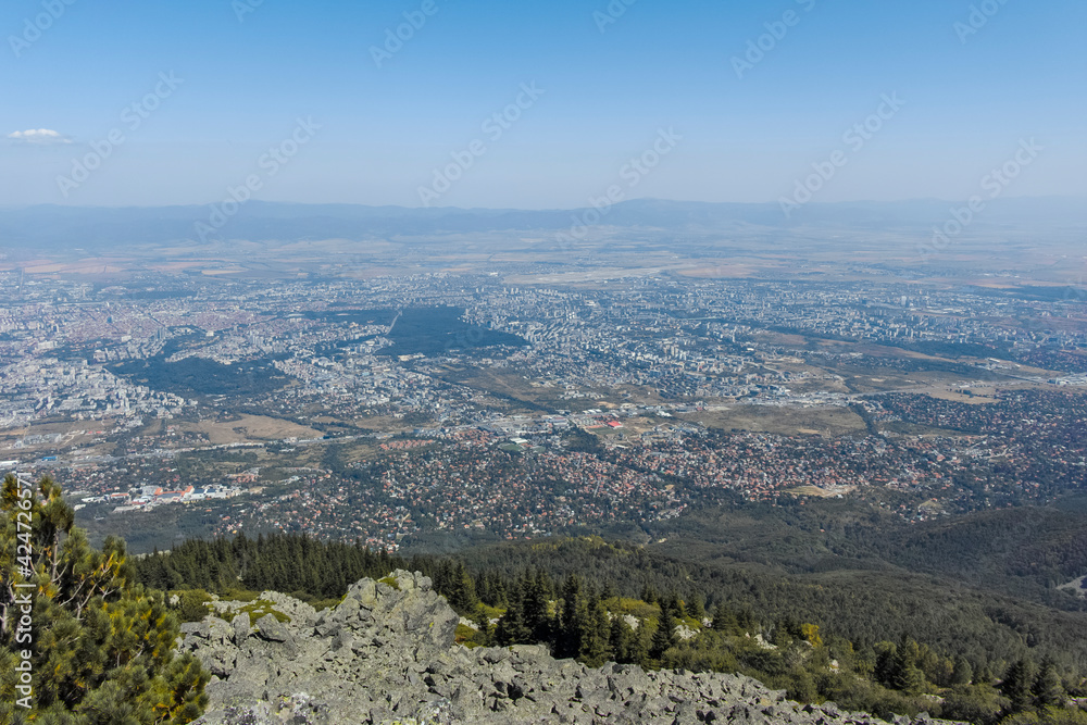 City of Sofia from Kamen Del Peak at Vitosha Mountain, Bulgaria