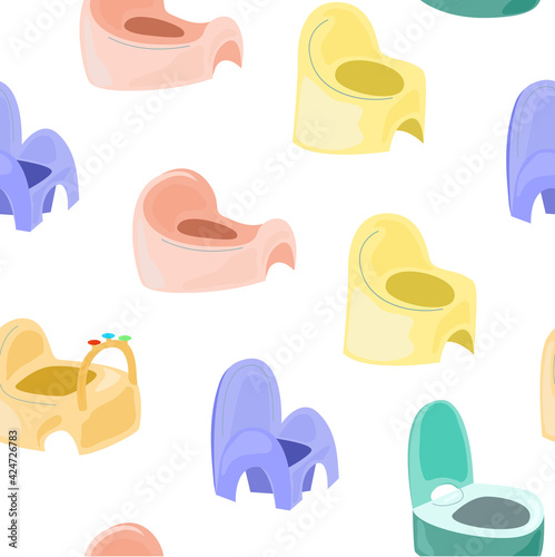 Seamless pattern with baby toilet potty