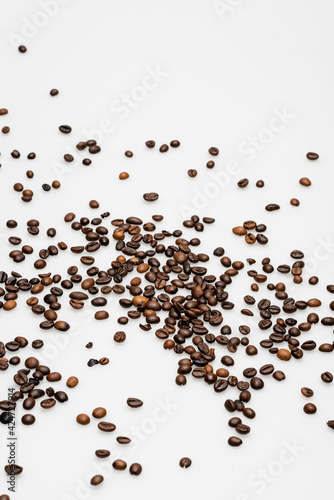 fresh coffee beans on white background