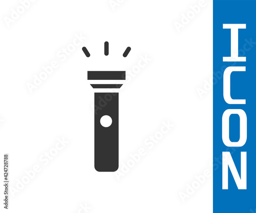 Grey Flashlight icon isolated on white background. Vector Illustration