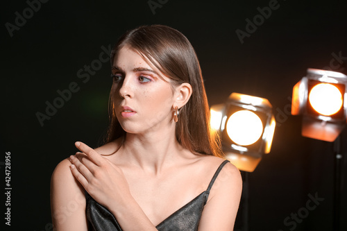 Beautiful woman with unusua...