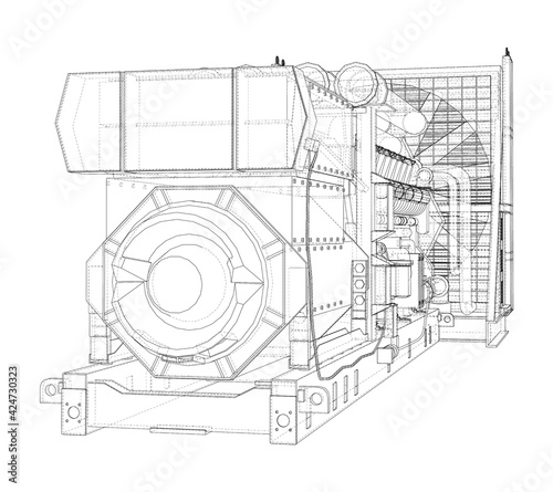 Large industrial diesel generator. Vector
