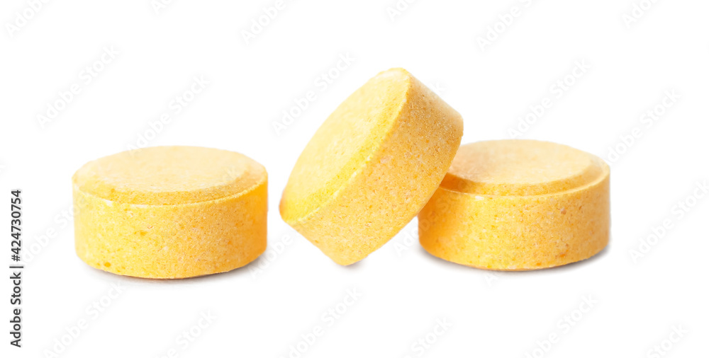Folic acid pills on white background Folic acid pills on white background