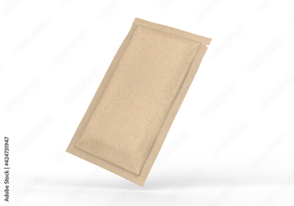 matte paper sachet. Photo-realistic packaging mockup template. 3d illustration. matte paper sachet. Photo-realistic packaging mockup template. 3d illustration.