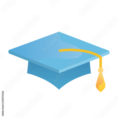 Blue mortarbord with tassel - icon on white background