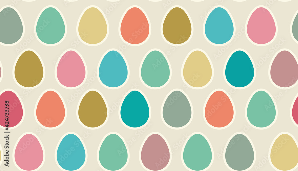 Easter eggs seamless pattern. Bright colorful Easter egg vector illustration for textile, card, wrapping paper. cloth