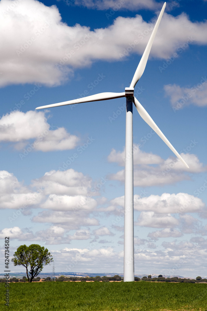 Wind turbine in spring.