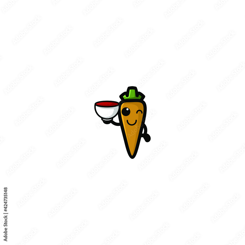 Obraz premium Cute Carrot Cartoon Character Vector Illustration Design. Outline, Cute, Funny Style. Recomended For Children Book, Cover Book, And Other.