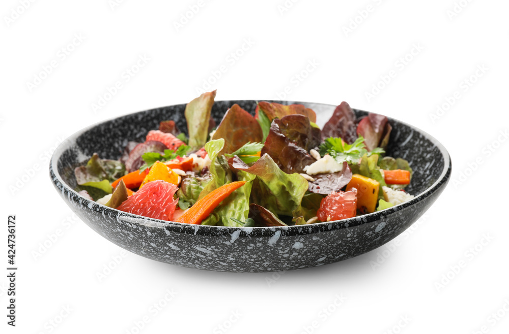 Bowl of fresh salad with vegetables on white background Bowl of fresh salad with vegetables on white background
