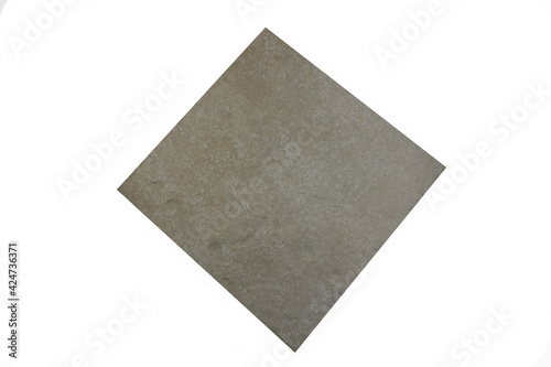 Beige ceramic tile isolated on white background.