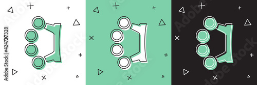 Set Brass knuckles icon isolated on white and green, black background. Vector