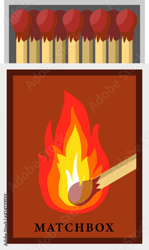 Cartoon isolated vector object matches and fire