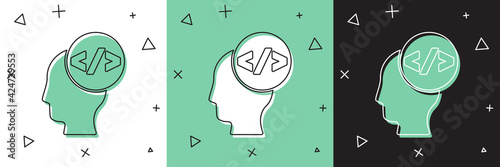 Set Web design and front end development icon isolated on white and green, black background. Vector