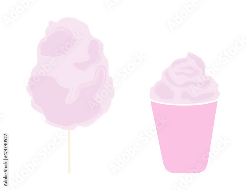 Cotton candy isolated vector illustration. Pink candyfloss. Summer sweetness. Festival concept.