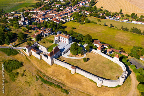 Aerial view of castle Villebois-Lavalette. Charente department. France photo