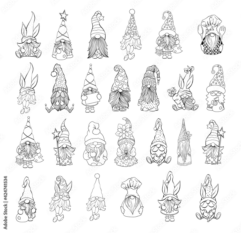 Gnomes Vector Bundle. Collection on Santa hat gnomes, Easter and Valentines Day Gnomies Gnomes Vector Bundle. Collection on Santa hat gnomes, Easter and Valentines Day Gnomies