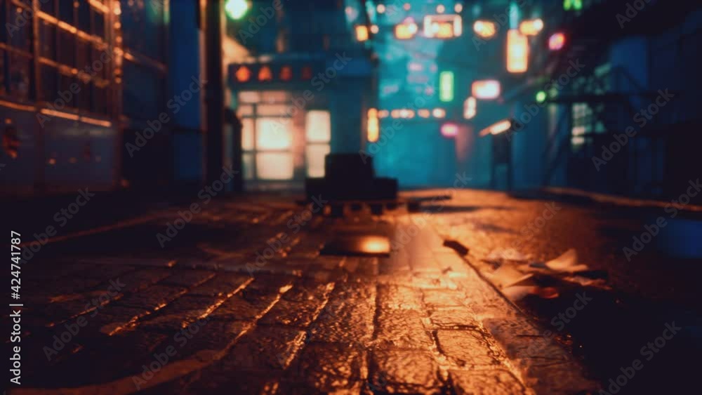 bokeh lights on night street in asia