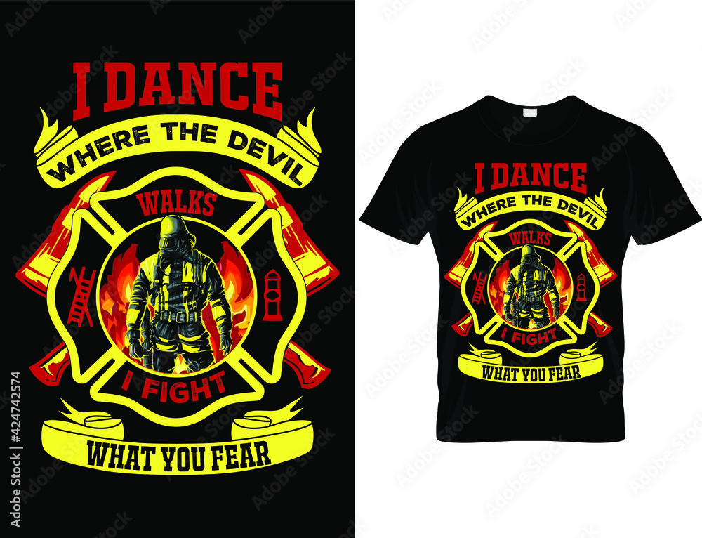 Fototapeta premium Firefighter T shirt design ,T shirt design vector