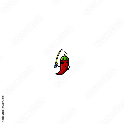 Cute Chili Cartoon Character Vector Illustration Design. Outline  Cute  Funny Style. Recomended For Children Book  Cover Book  And Other.