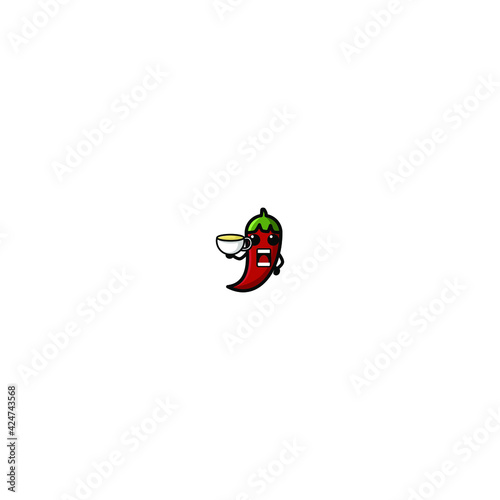 Cute Chili Cartoon Character Vector Illustration Design. Outline, Cute, Funny Style. Recomended For Children Book, Cover Book, And Other.