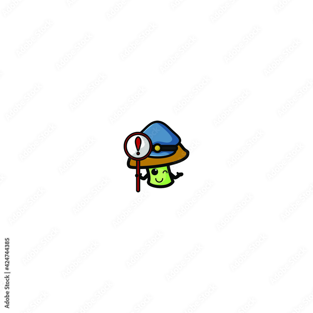 Cute Mushrooms Cartoon Character Vector Illustration Design. Outline, Cute, Funny Style. Recomended For Children Book, Cover Book, And Other.