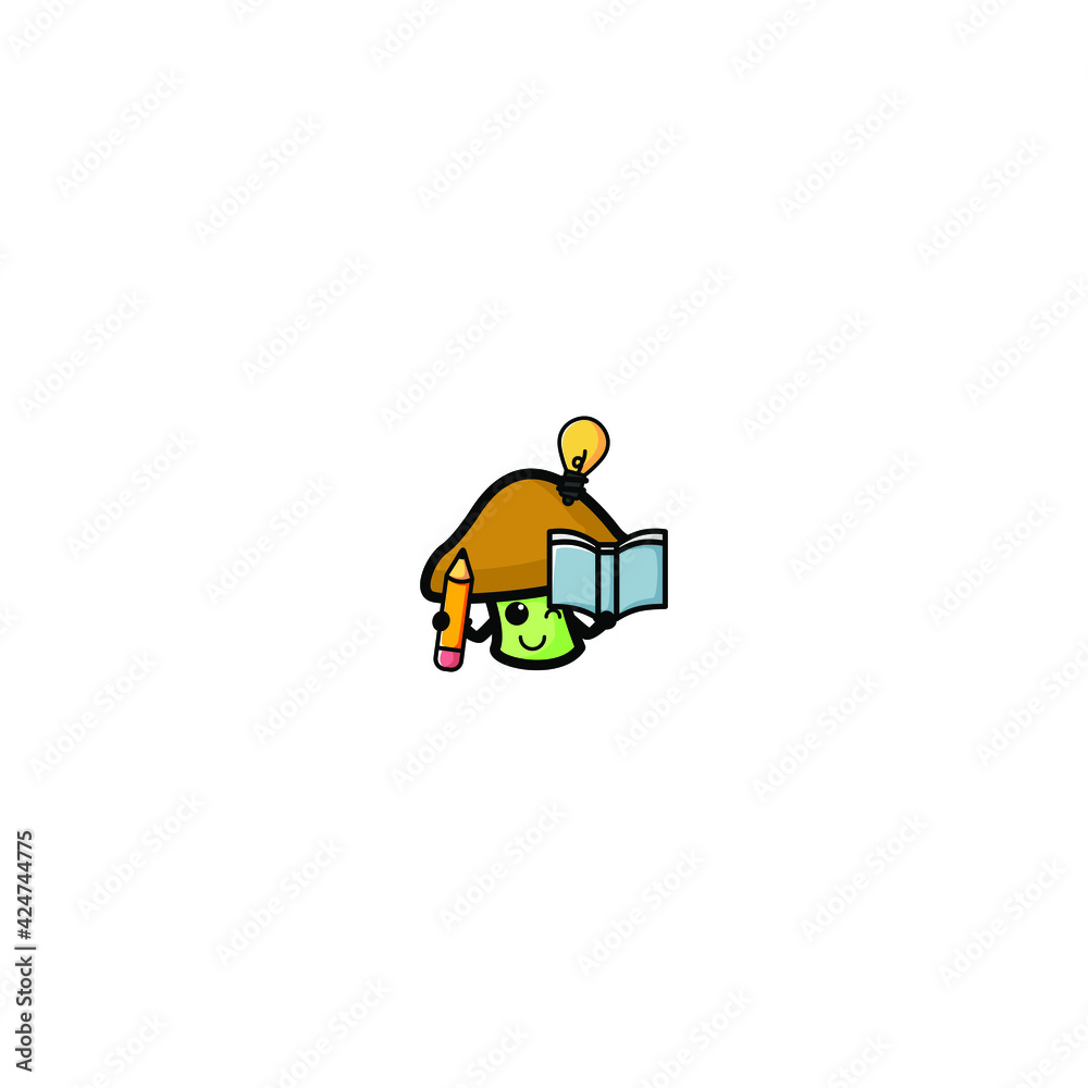 Cute Mushrooms Cartoon Character Vector Illustration Design. Outline, Cute, Funny Style. Recomended For Children Book, Cover Book, And Other. Cute Mushrooms Cartoon Character Vector Illustration Design. Outline, Cute, Funny Style. Recomended For Children Book, Cover Book, And Other.