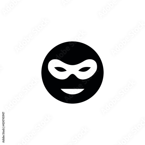 hacker icon, computer cheater, isolated symbol, masked man simple flat illustration