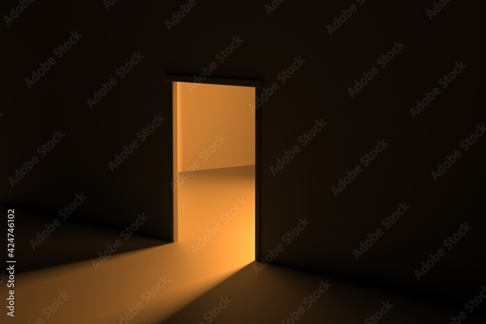 3D rendering dark and light door 3D rendering dark and light door
