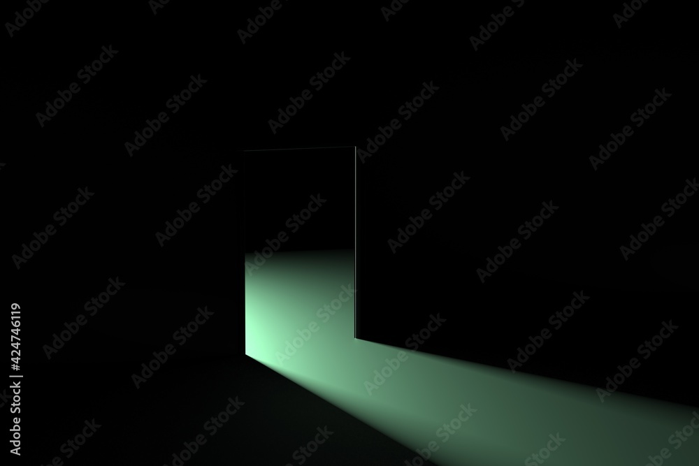 3D rendering dark and light door 3D rendering dark and light door