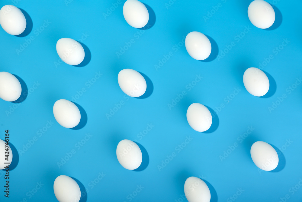pattern with eggs on blue background