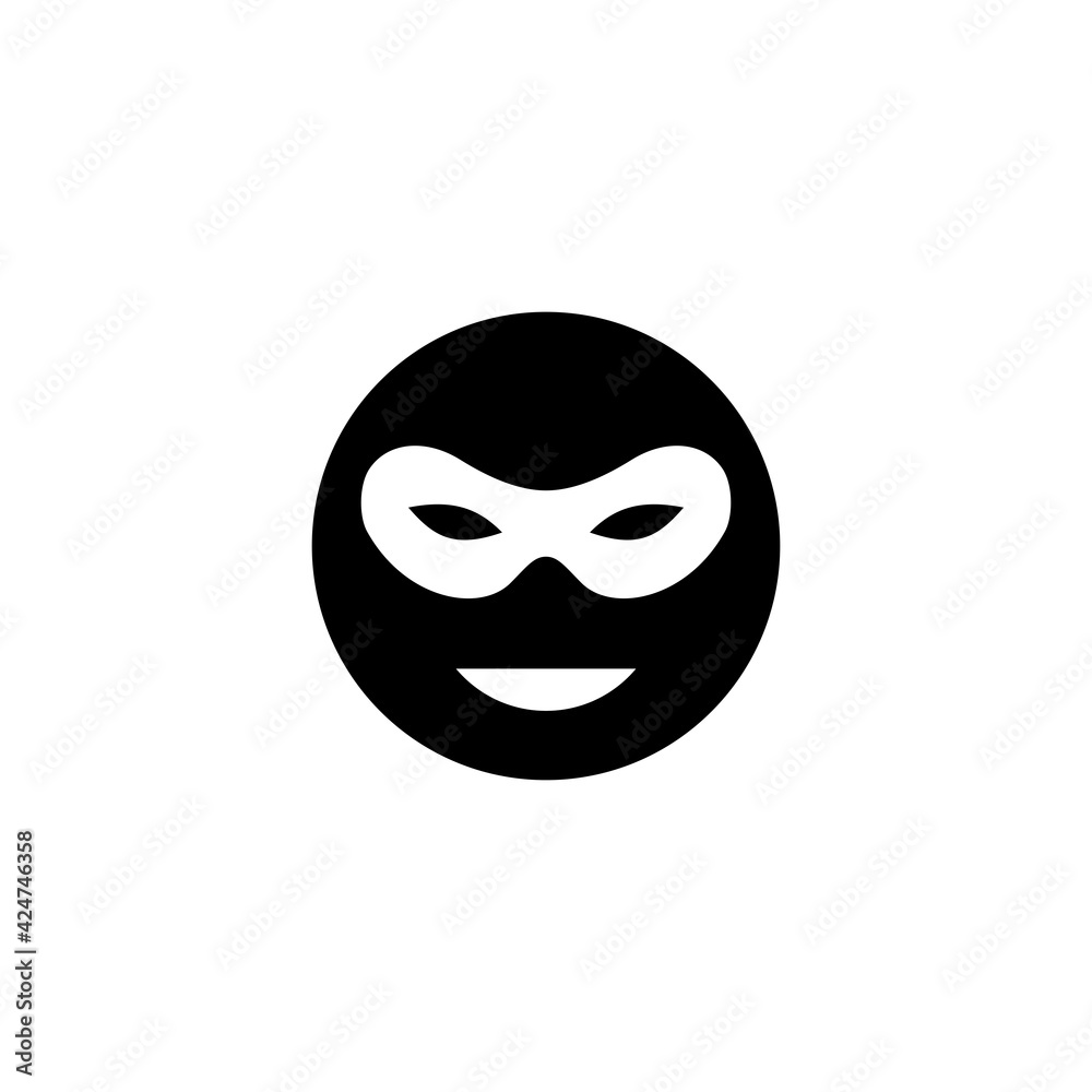 hacker icon, computer cheater, isolated symbol, masked man simple flat illustration hacker icon, computer cheater, isolated symbol, masked man simple flat illustration