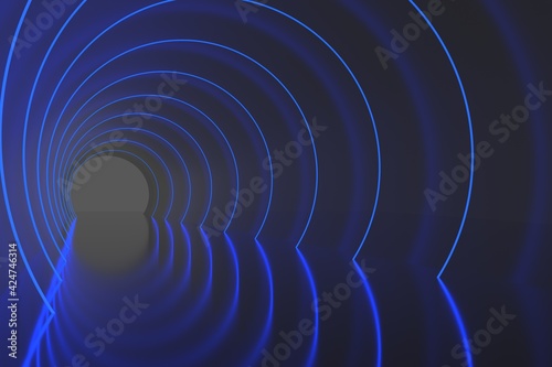 3D rendering light line tunnel