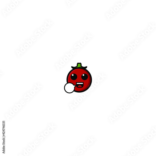 Cute Tomato Cartoon Character Vector Illustration Design. Outline, Cute, Funny Style. Recomended For Children Book, Cover Book, And Other.