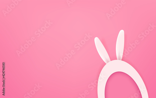 Happy Easter vector greeting card temptate with copy space. Cute cutout style vector illustration