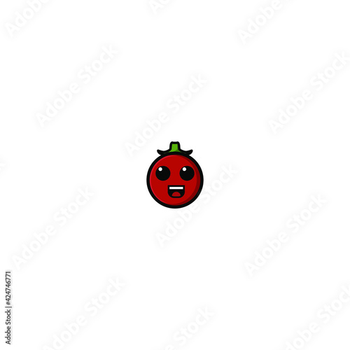 Cute Tomato Cartoon Character Vector Illustration Design. Outline, Cute, Funny Style. Recomended For Children Book, Cover Book, And Other.