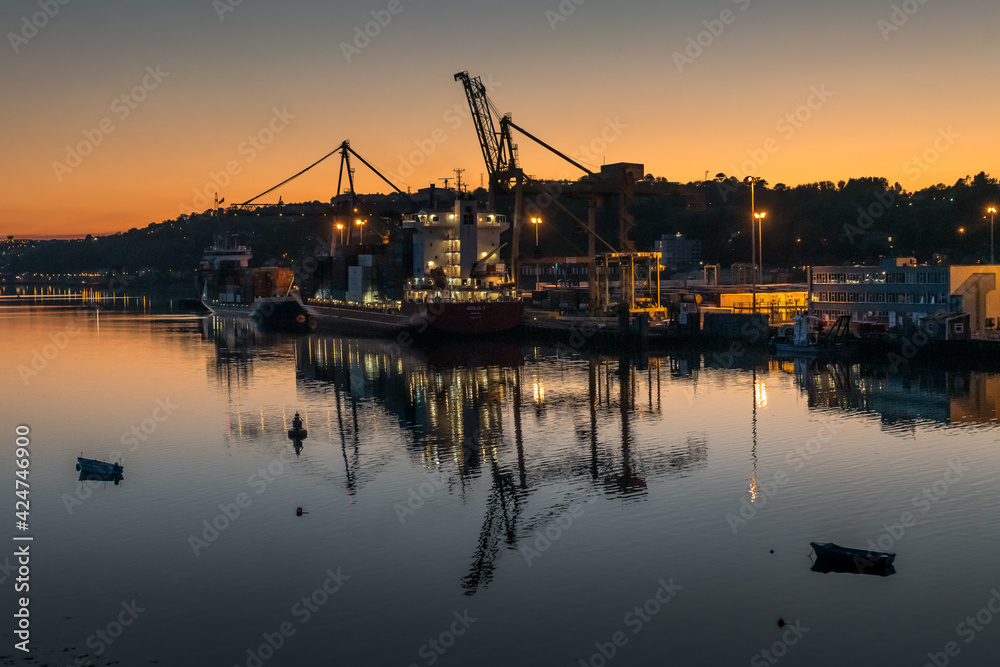 Cork Ireland city center harbor panorama view morning sunrise cold weather water colors industrial