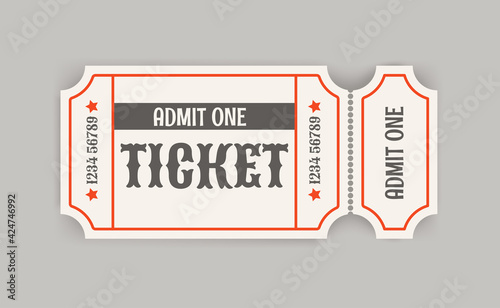 Retro style paper cinema ticket with shadow