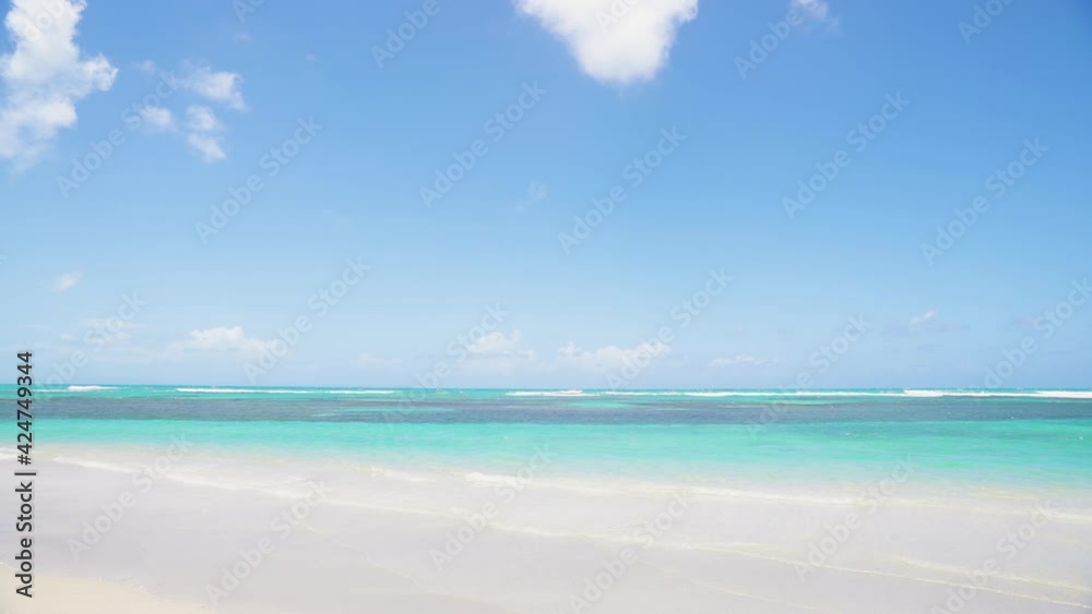 Relax on nature 4k background. Clear beach and sea landscape stock video. Summer on the paradise island beach. Seascape Atlantic ocean Relax on nature 4k background. Clear beach and sea landscape stock video. Summer on the paradise island beach. Seascape Atlantic ocean