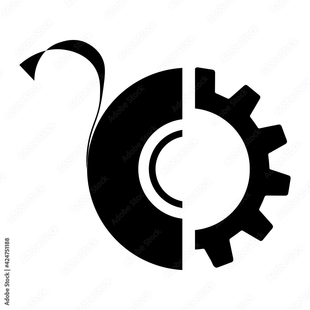 Black insulating tape in gear illustration Black insulating tape in gear illustration