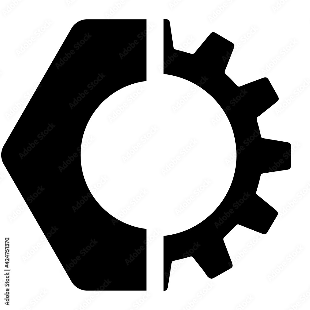 Nut in gear tool icon workshop industrial instrument Nut in gear tool icon workshop industrial instrument