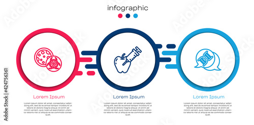 Set line GMO, Genetically modified apple and DNA symbol. Business infographic template. Vector